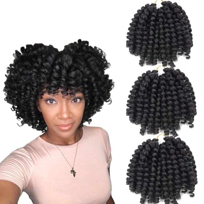 Sharopul Crochet Braids Hair 2X Ringlet Jumbo Wand Curl 3pcs/lot 8 inch 20roots Jamaican Coily Curl Twist Senegalese Synthetic Braiding Hair Crochet Extension (1B) - Image 1